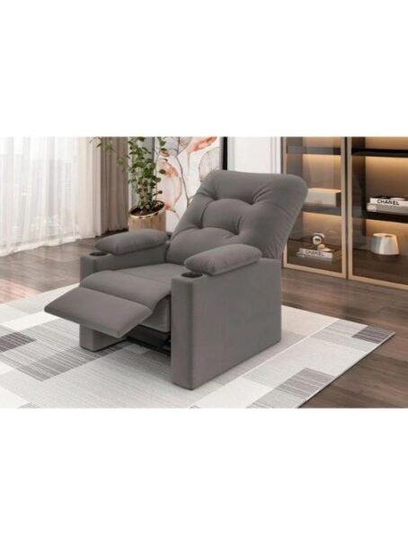 Poltrona Coimbra Retrátil/Reclinável porta copos Suede Cinza - XFlex Sofás