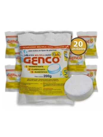 Kit Com 20 Pastilhas Cloro Genco Para Tratamento De Piscinas