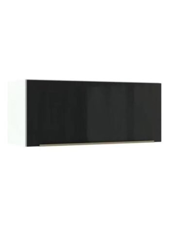 Armário Aéreo Madesa Lux 80 Cm 1 Porta Basculante Cor Branco/Preto